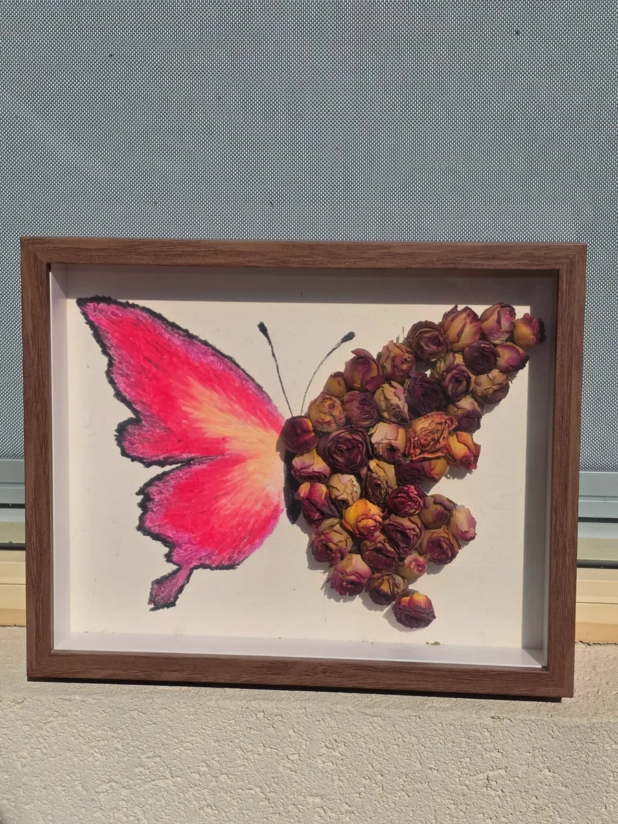 Vintage Rose Butterfly — Dried Rose Frame DIY Kit