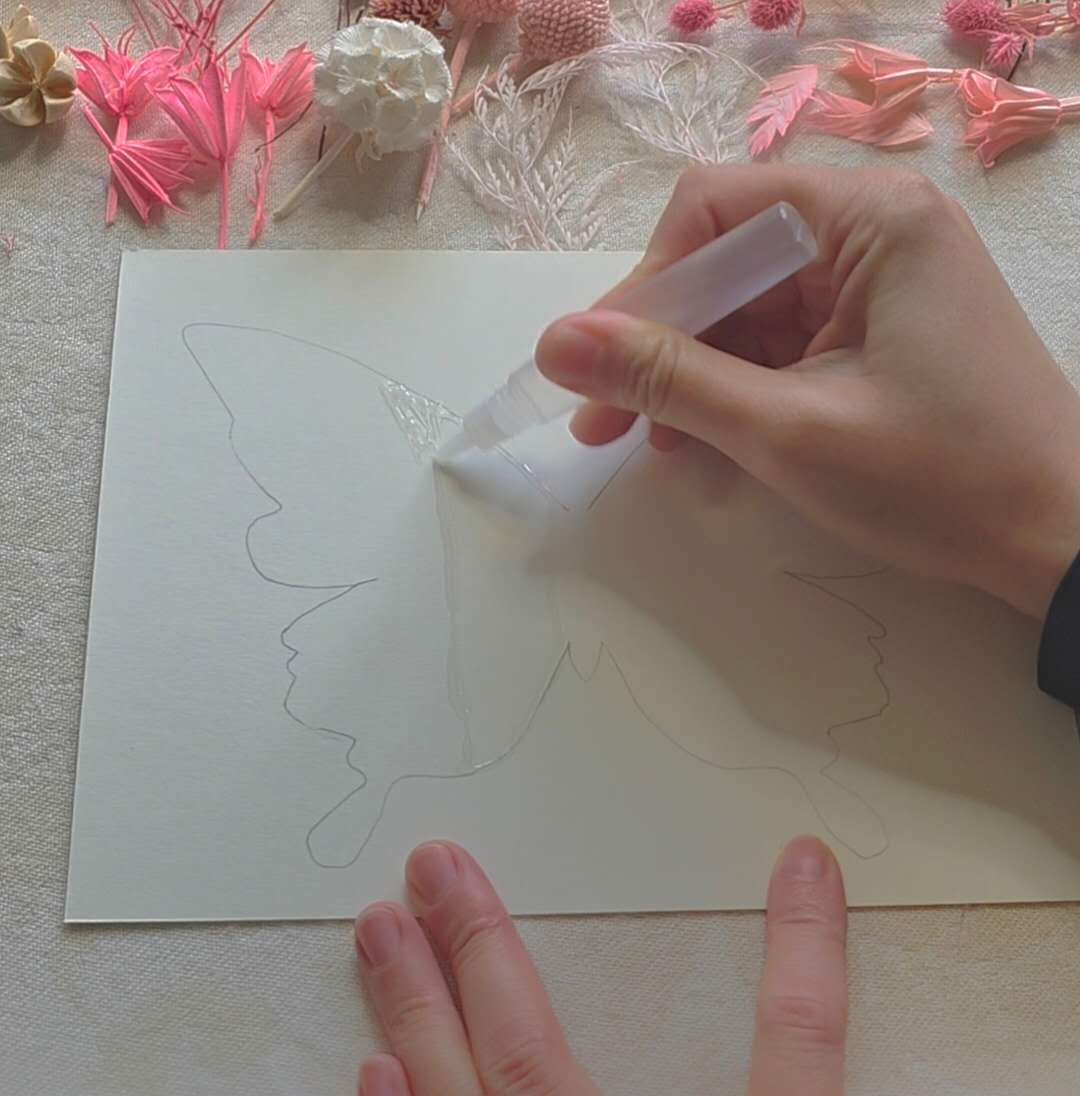 Glue & sprinkle the crystals